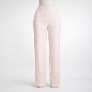 Amina Rubinacci Linen Trousers Pink Italy Straight Leg Womens M Luxury Coastal